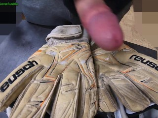 4 Cumshots on Football gloves (quick version)