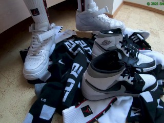 Fun with new socks,nike jordan, puma shoes and gloves