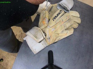 4 Cumshots on Football gloves